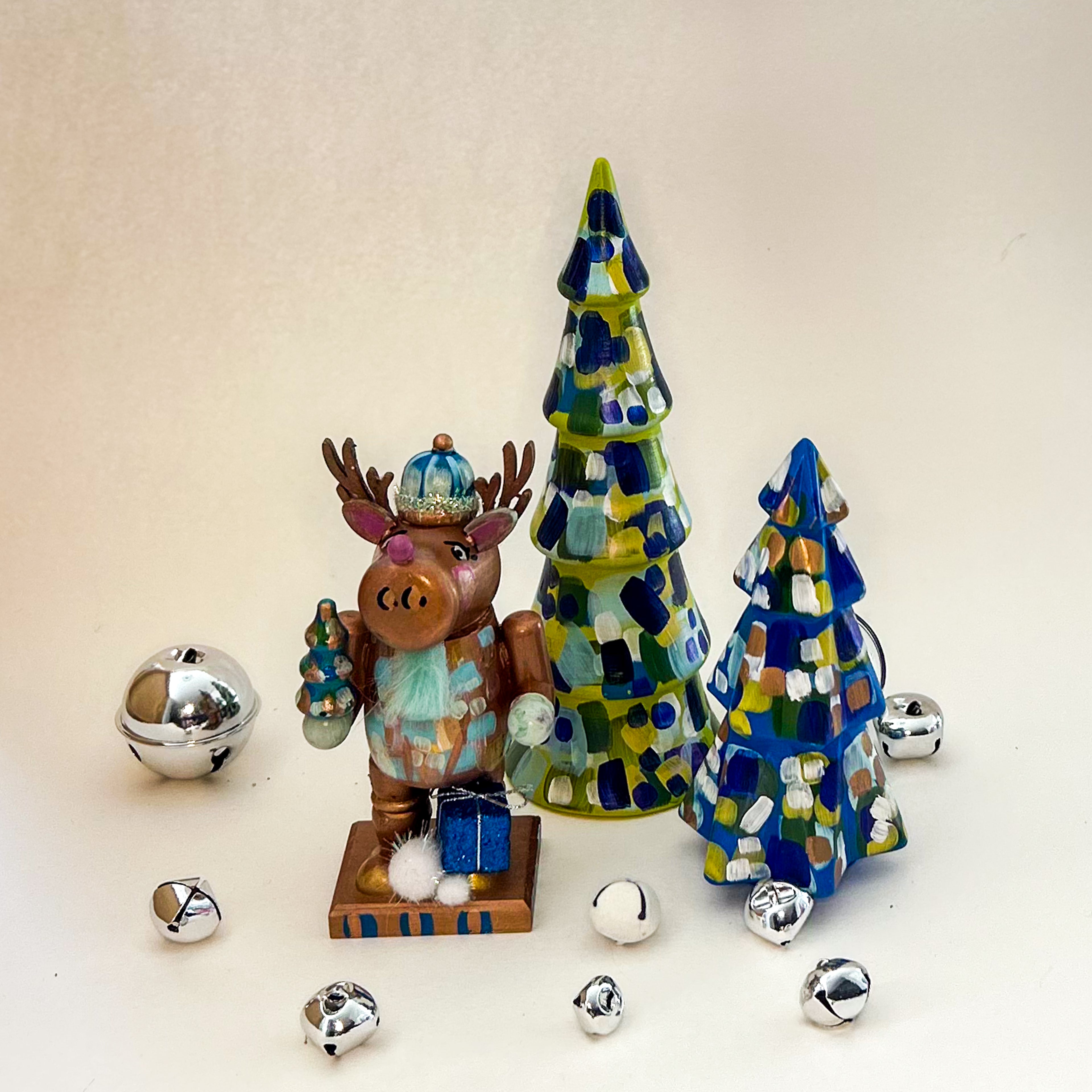 Green and Blue Tall Christmas Tree|Jessica Reynolds Art