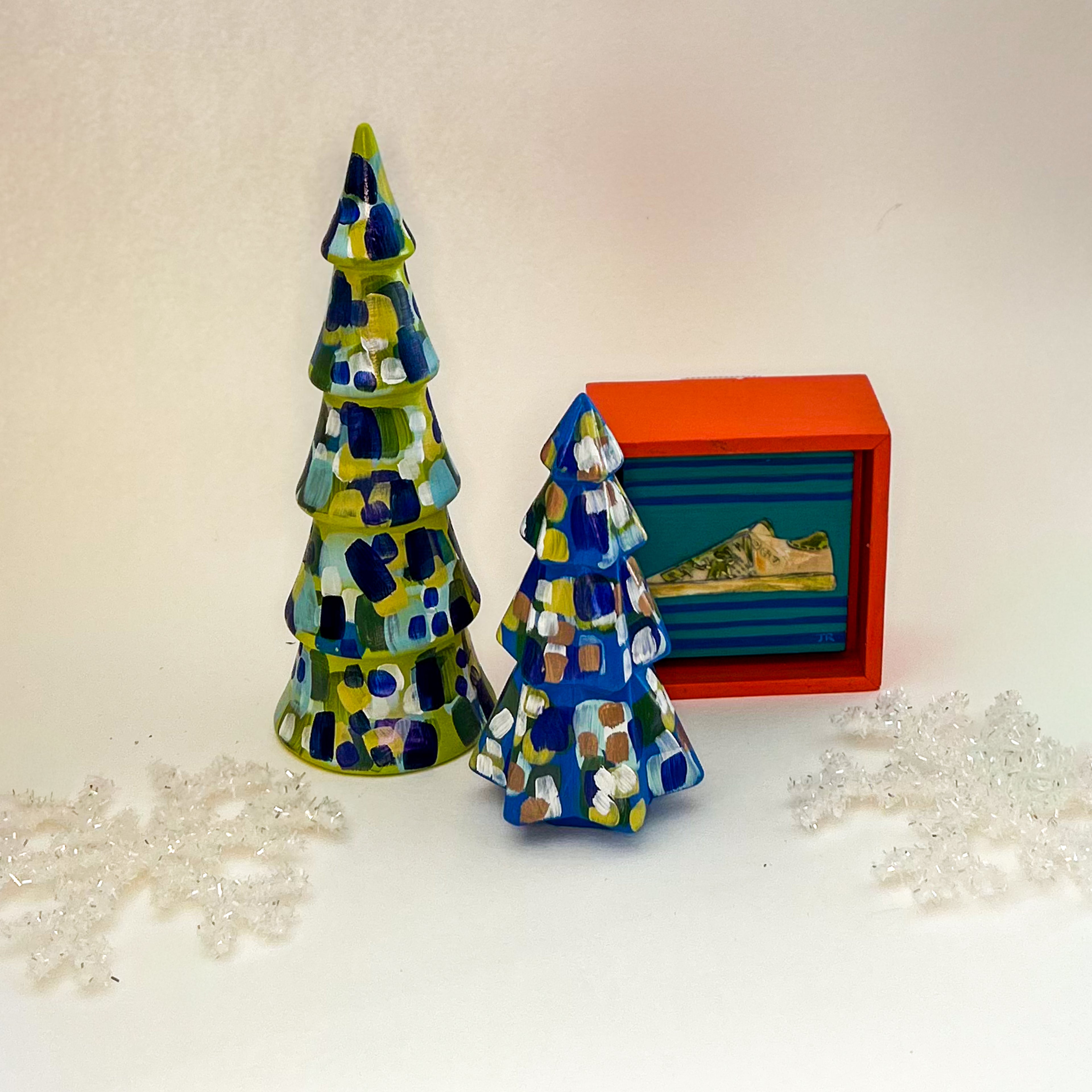 Green and Blue Tall Christmas Tree|Jessica Reynolds Art
