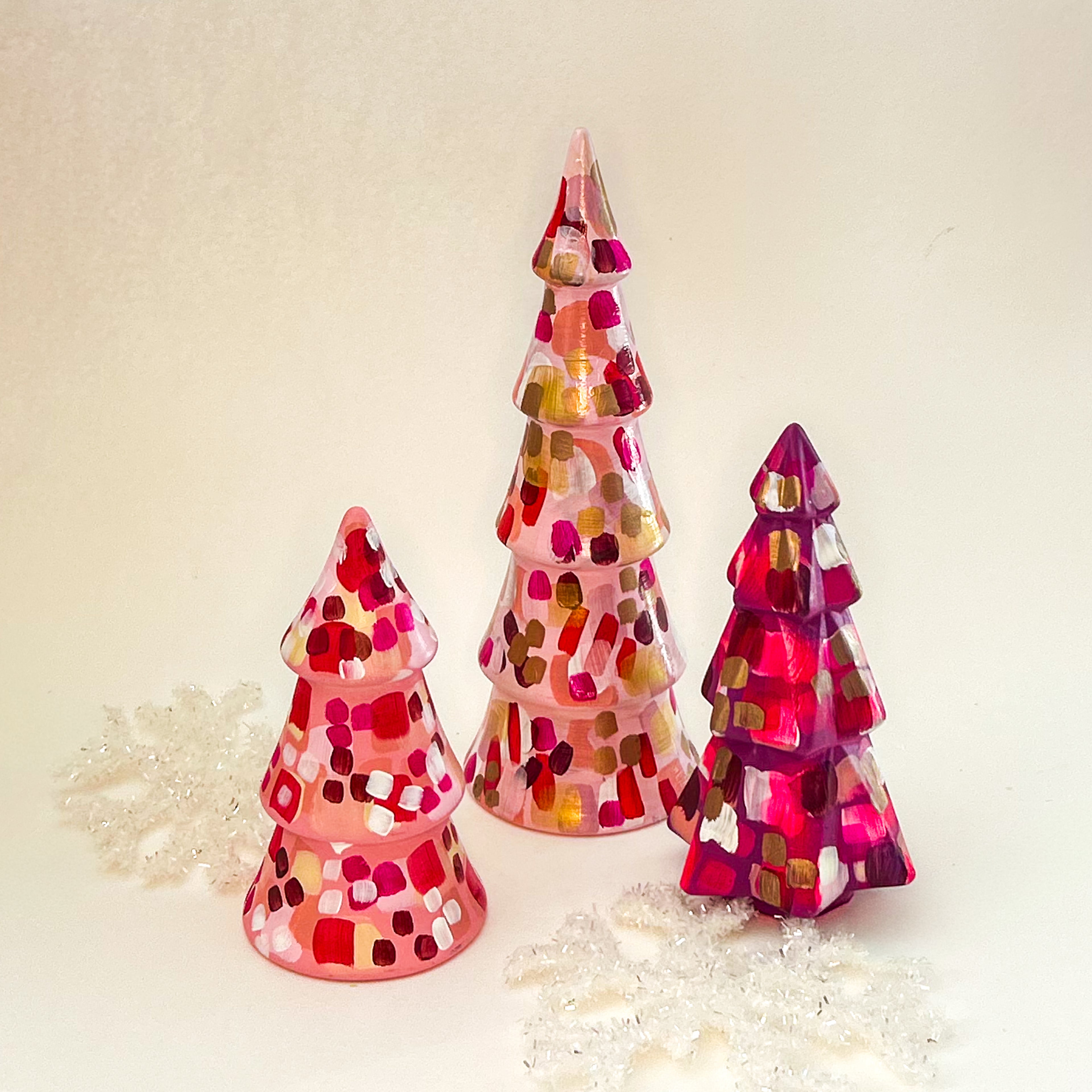 Small Deep Pink Christmas Tree|Jessica Reynolds Art