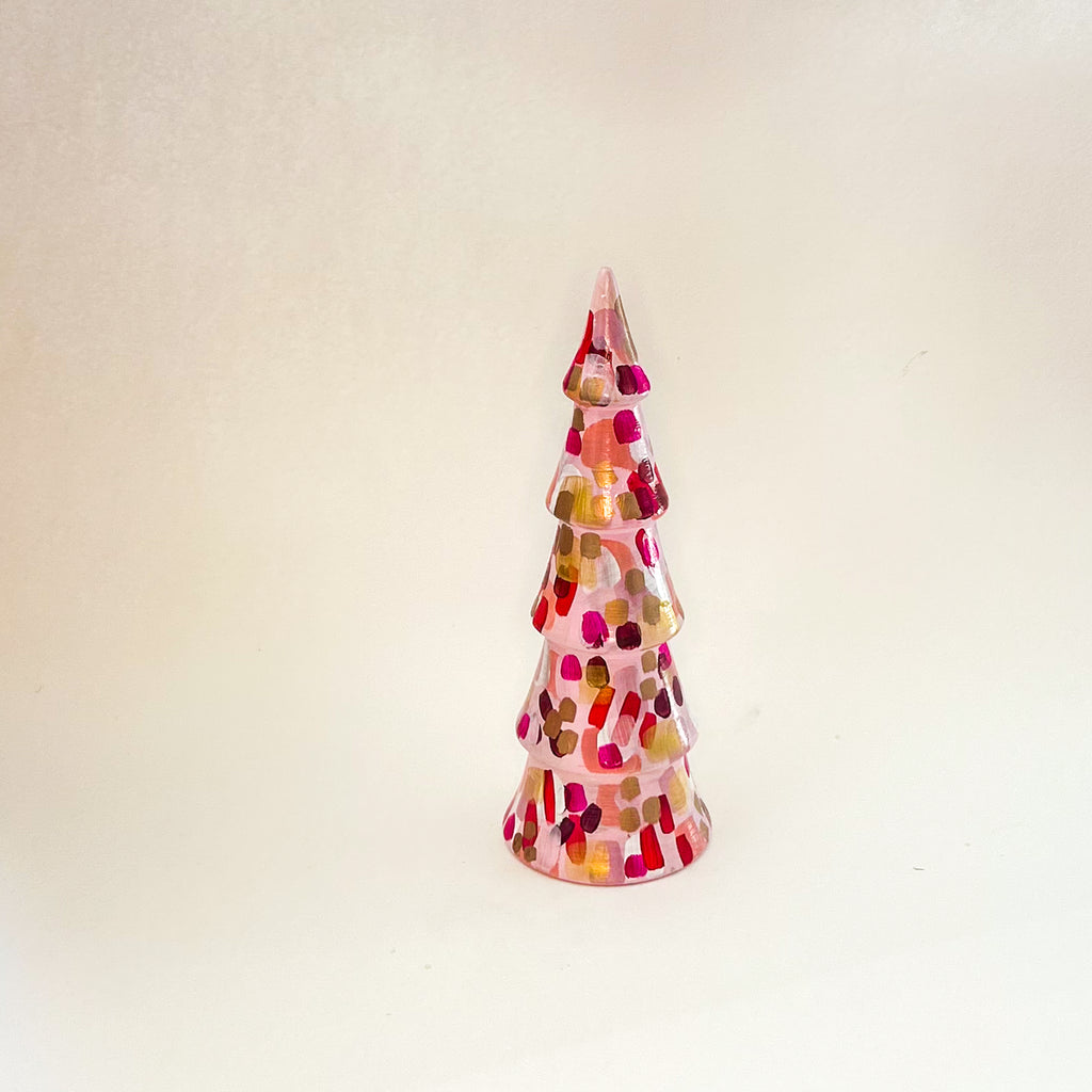 Pink and Red Tall Christmas Tree|Jessica Reynolds Art