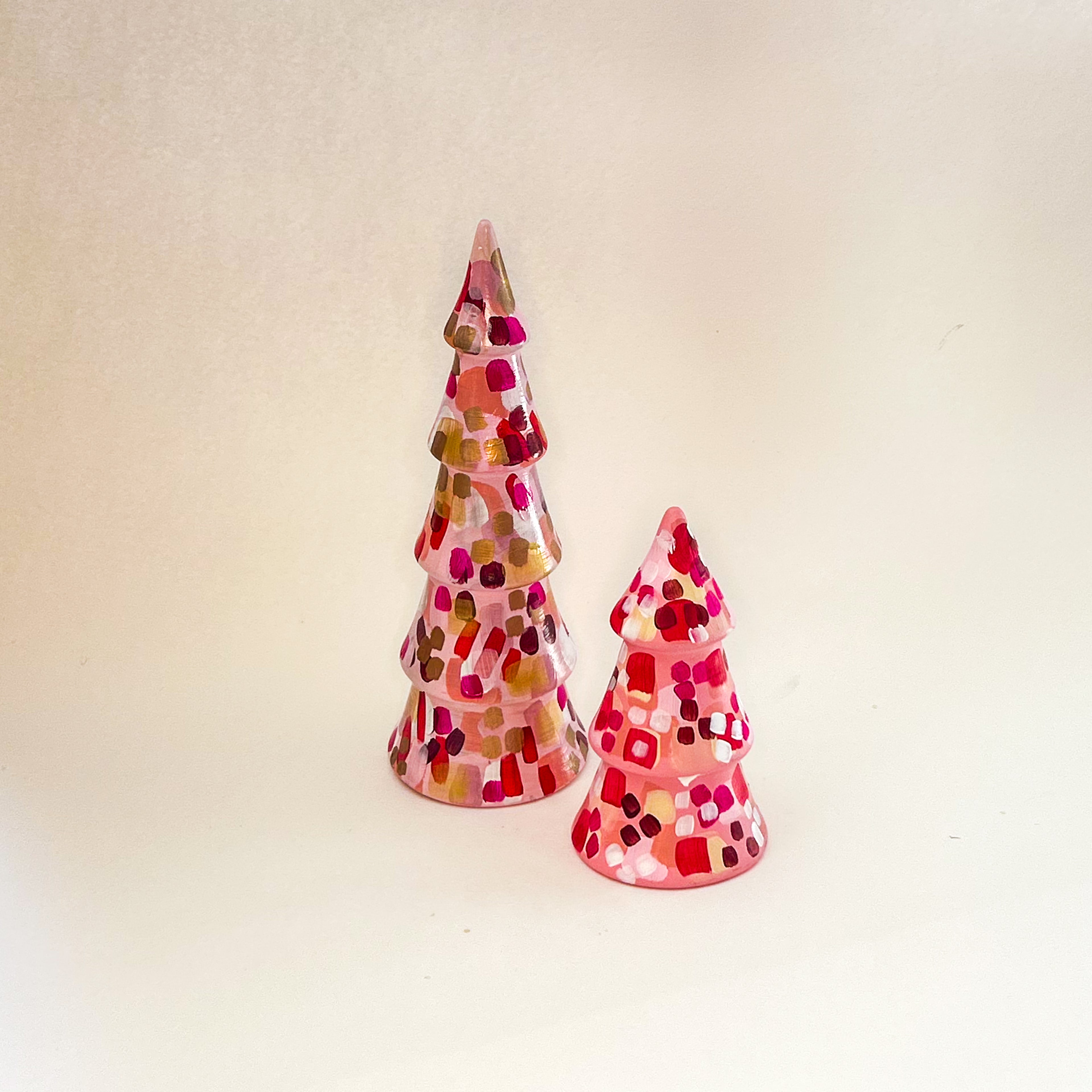 Pink and Red Tall Christmas Tree|Jessica Reynolds Art