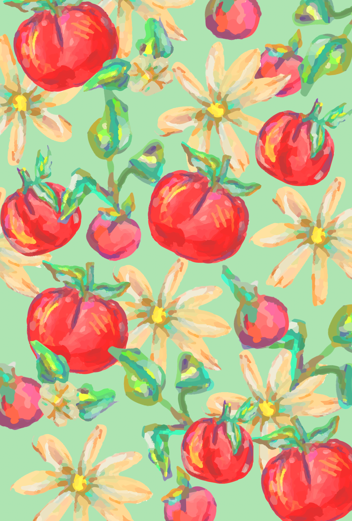Tomatoes and Daisies Tea Towel|Jessica Reynolds Art
