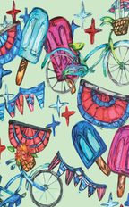 Bike Parade Tea Towel|Jessica Reynolds Art