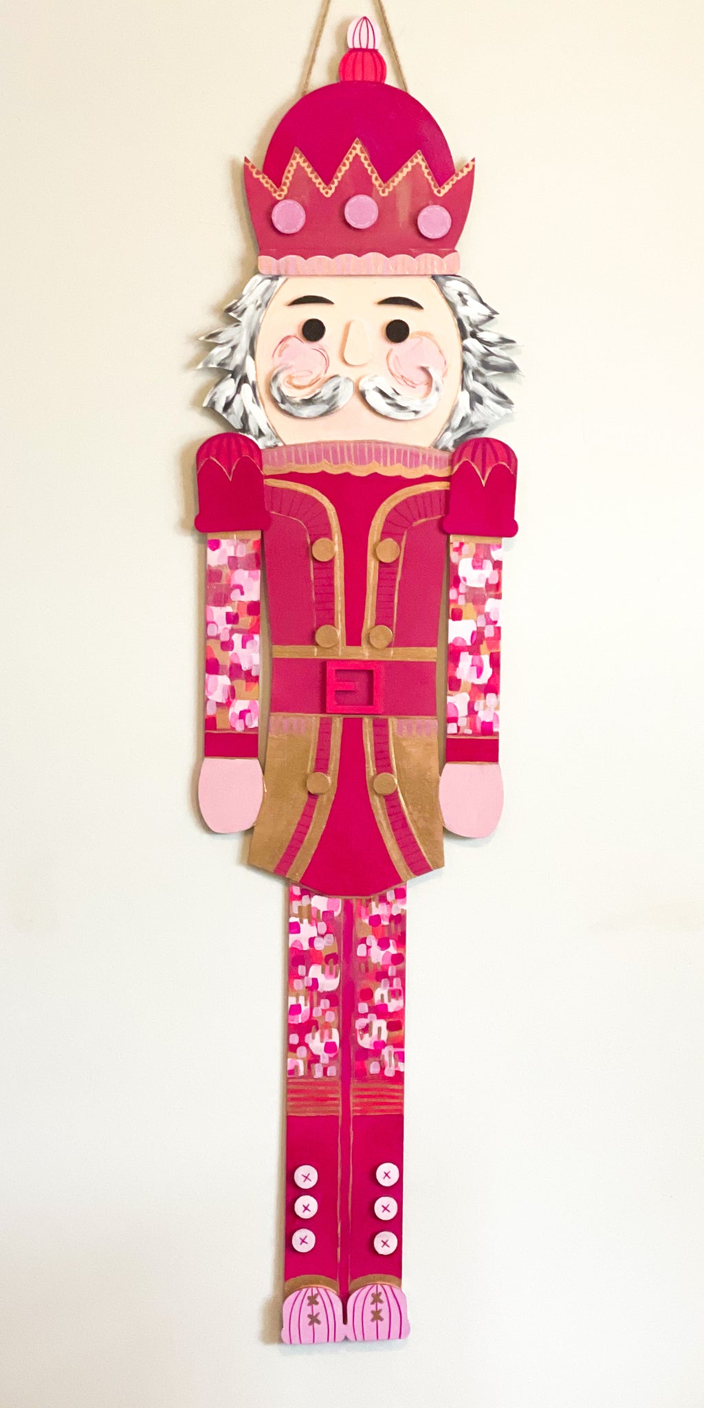 Pink and Gold Nutcracker Door Hanger|Jessica Reynolds Art