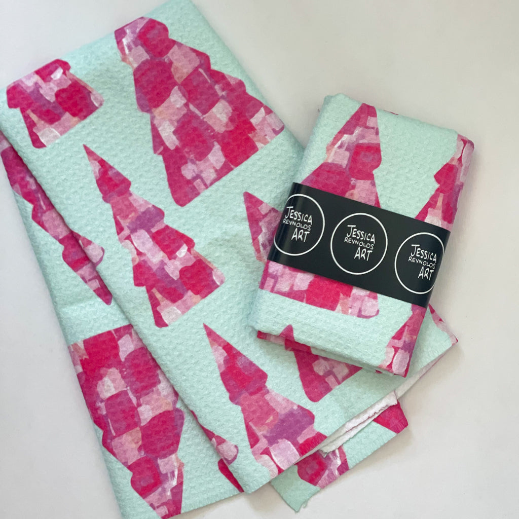 Pink Trees Tea Towel|Jessica Reynolds Art