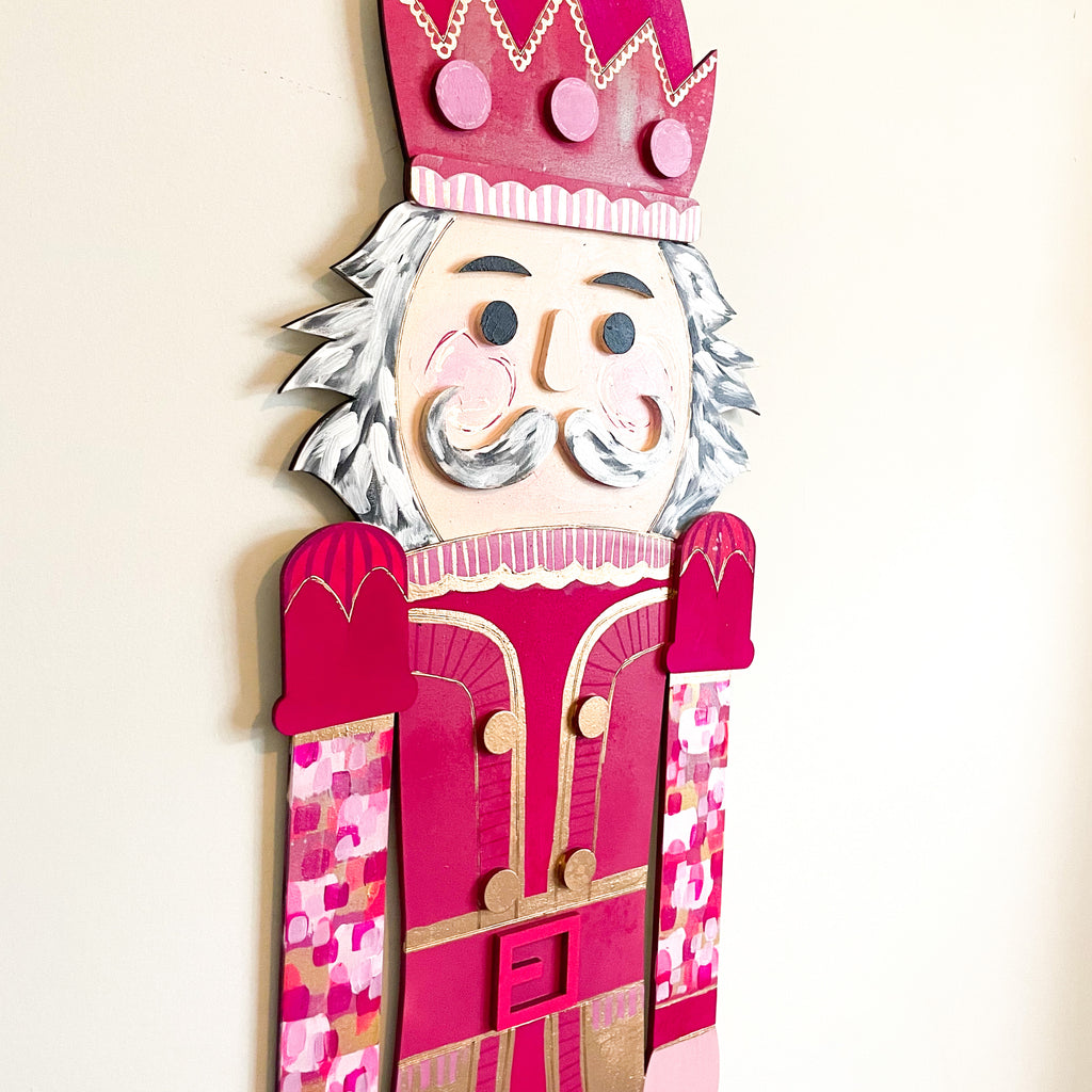 Pink and Gold Nutcracker Door Hanger|Jessica Reynolds Art