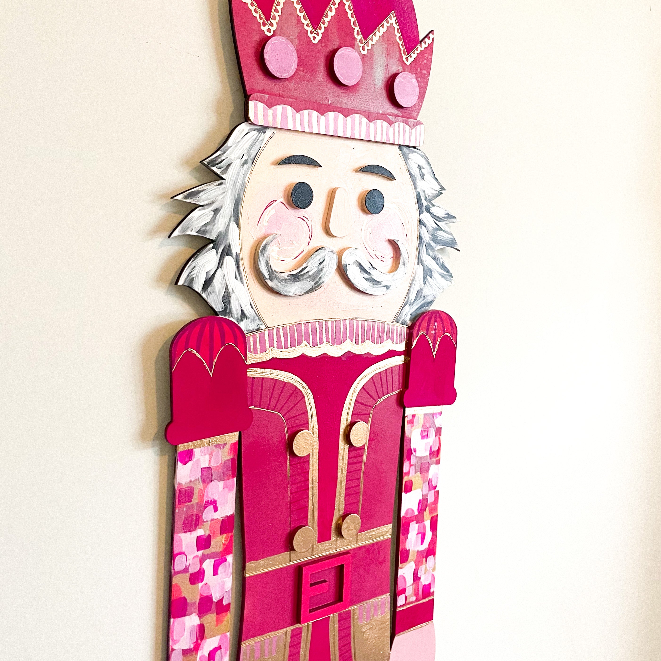 Pink and Gold Nutcracker Door Hanger|Jessica Reynolds Art