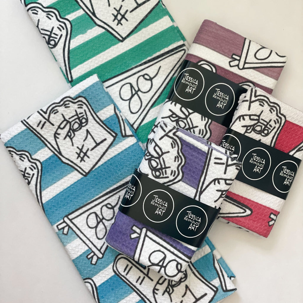 Green Tailgate Towel|Jessica Reynolds Art