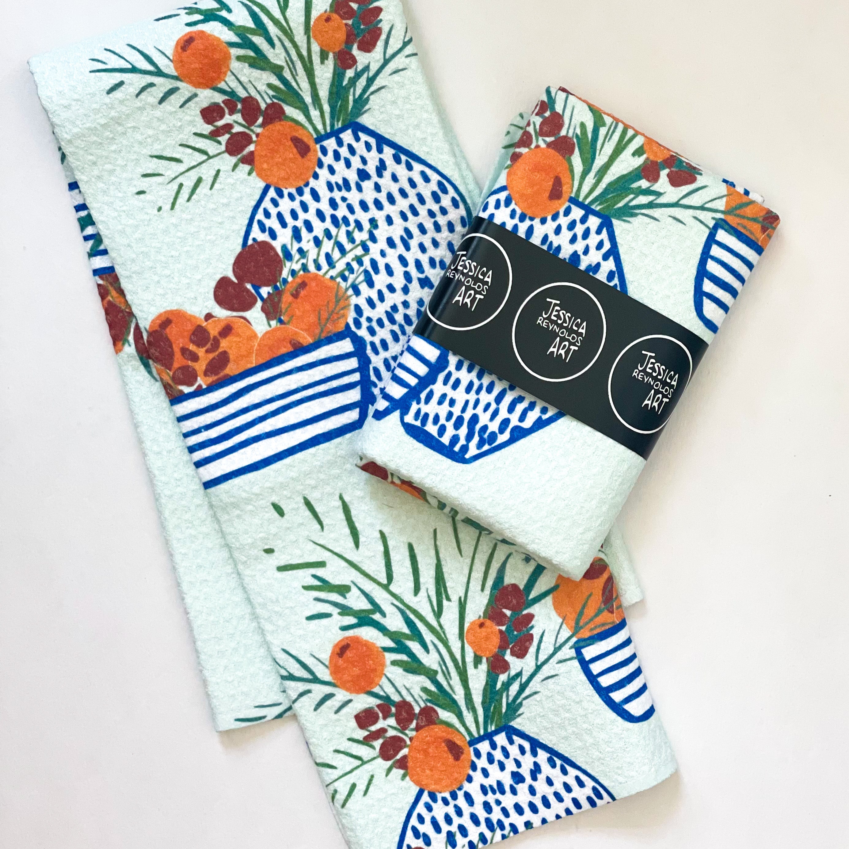 Citrus And Sprigs Tea Towel|Jessica Reynolds Art