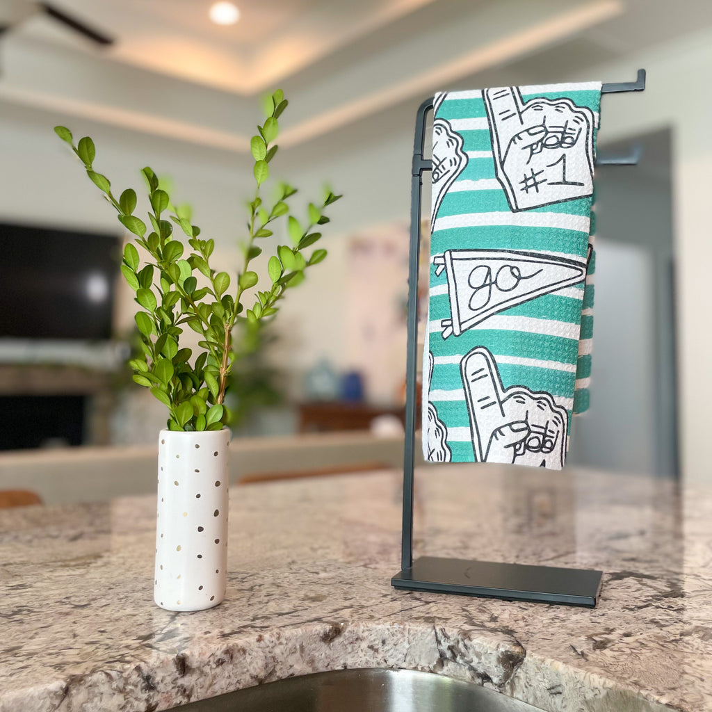 Green Tailgate Towel|Jessica Reynolds Art