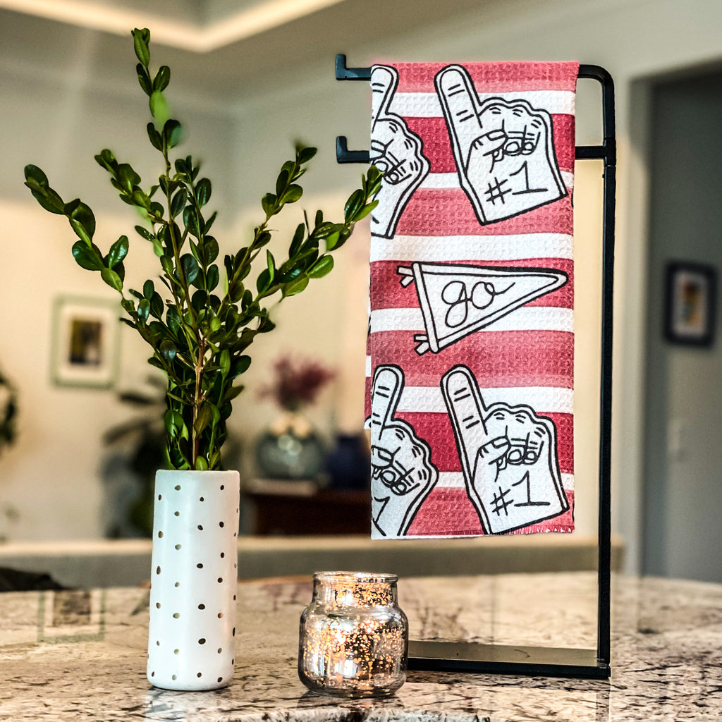 Red Game Day Towel|Jessica Reynolds Art