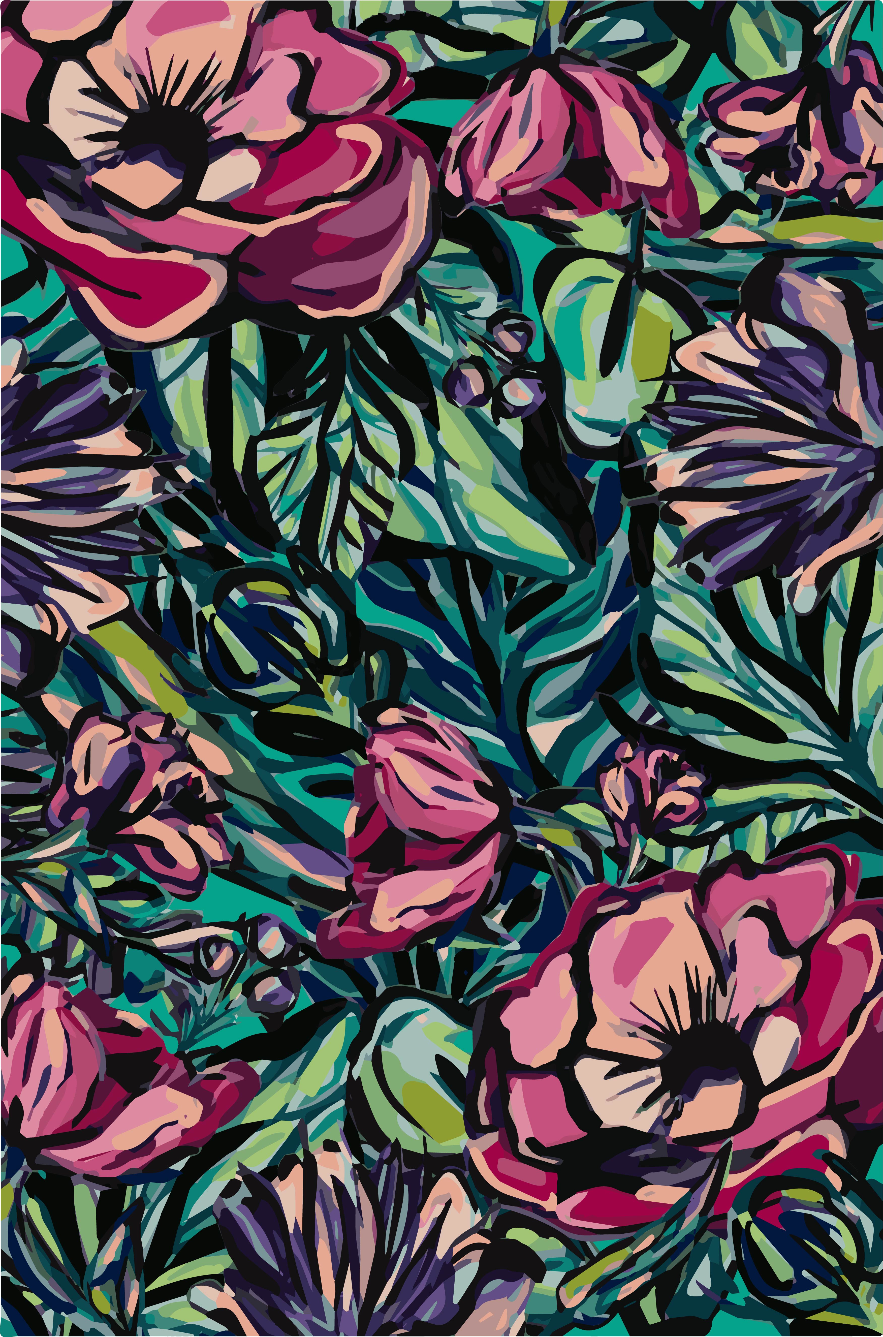 Florals and Vines Tea Towel|Jessica Reynolds Art