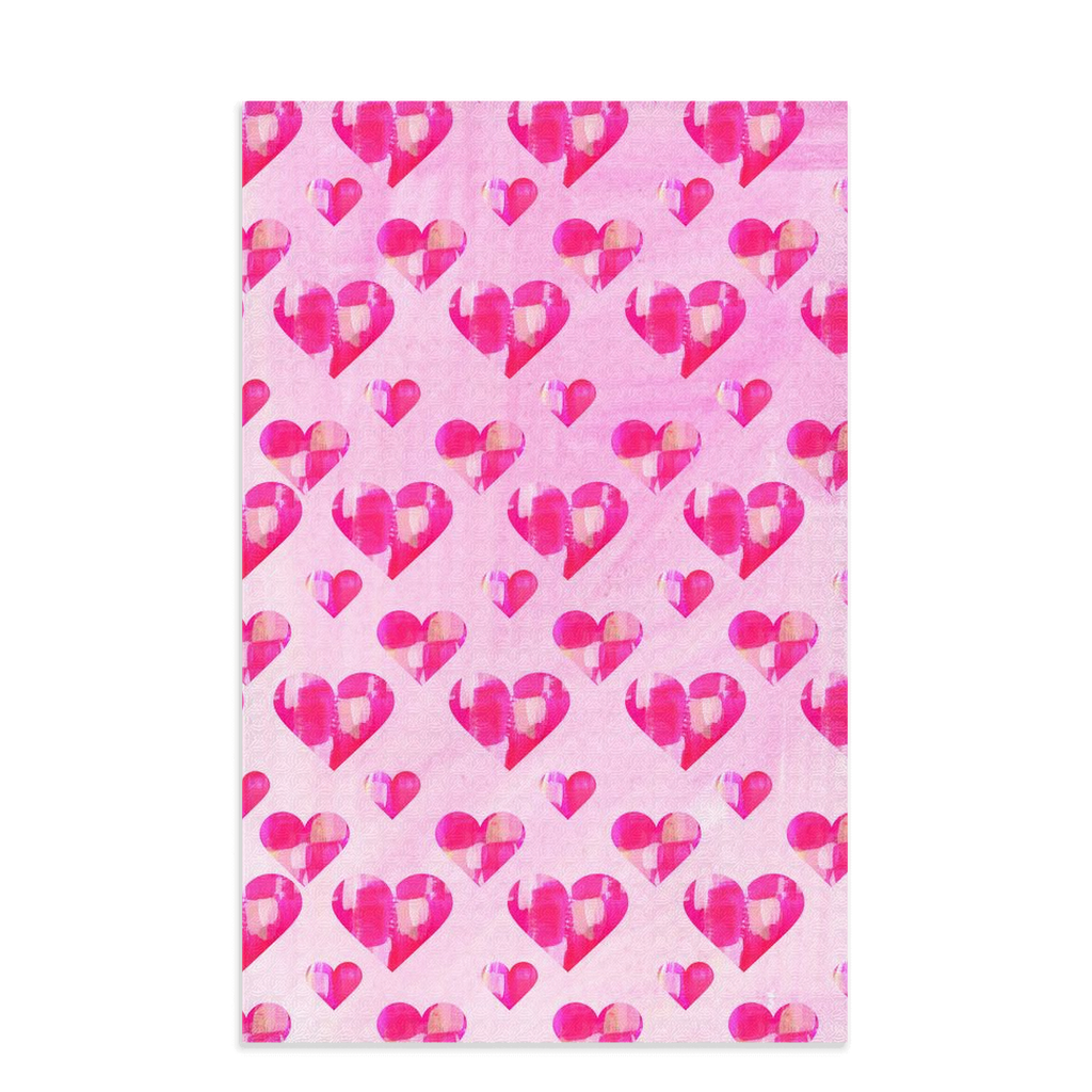 Pink Hearts Tea Towel|Jessica Reynolds Art