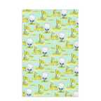 Hand towel with a golf tolle in light greens and mints.  Towel designed by Jessica Reynolds on a waffle microfiber towel.