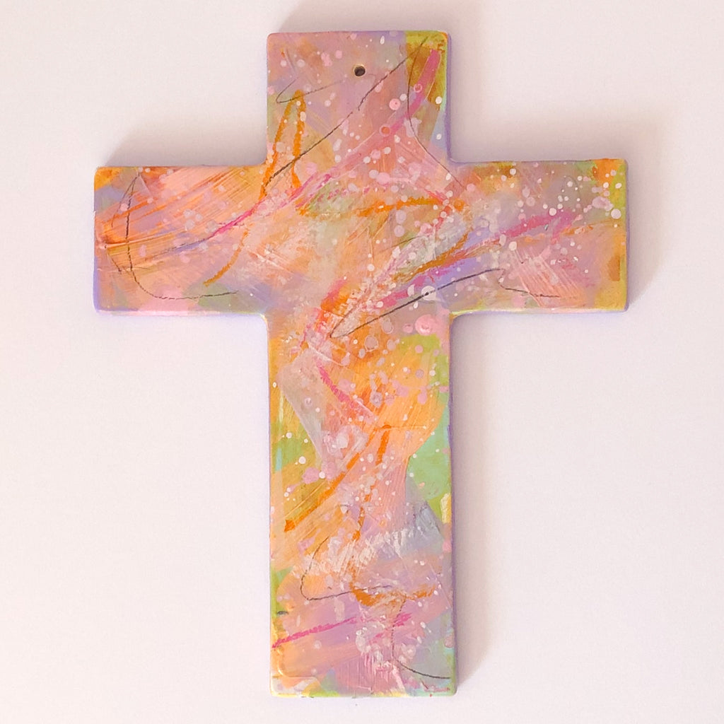 Hand painted ceramic cross.