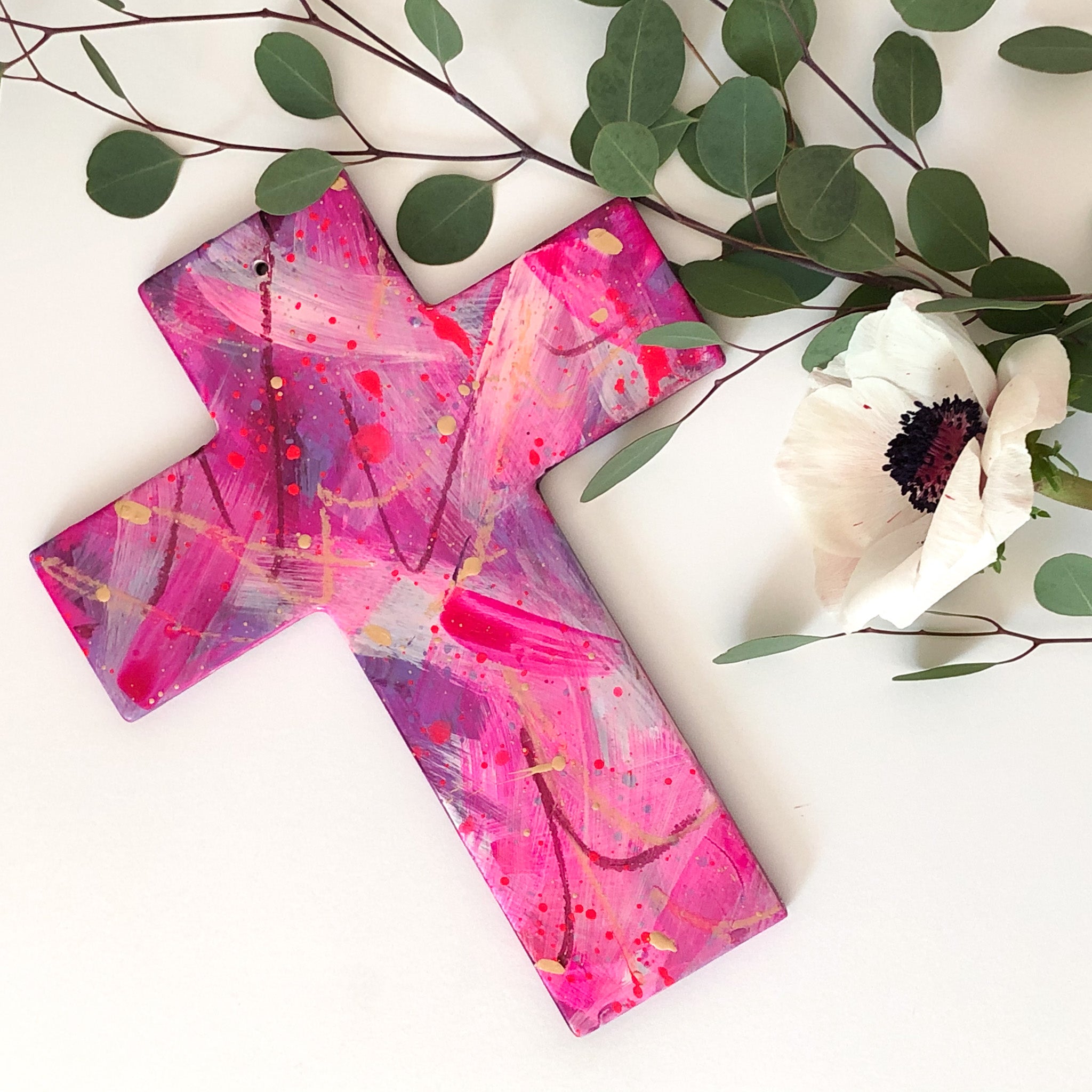 Hand painted ceramic cross.