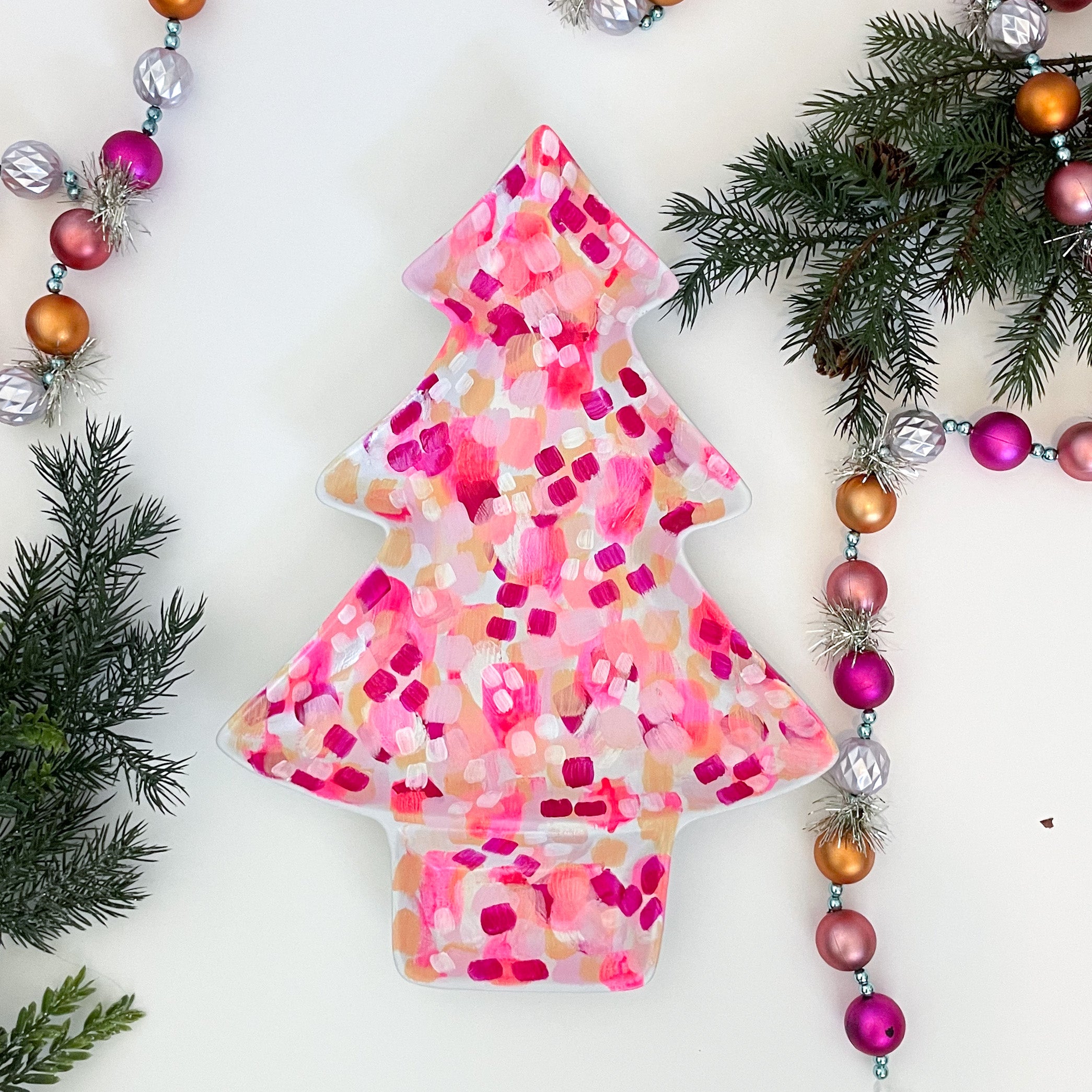 Pink Christmas Tray|Jessica Reynolds Art
