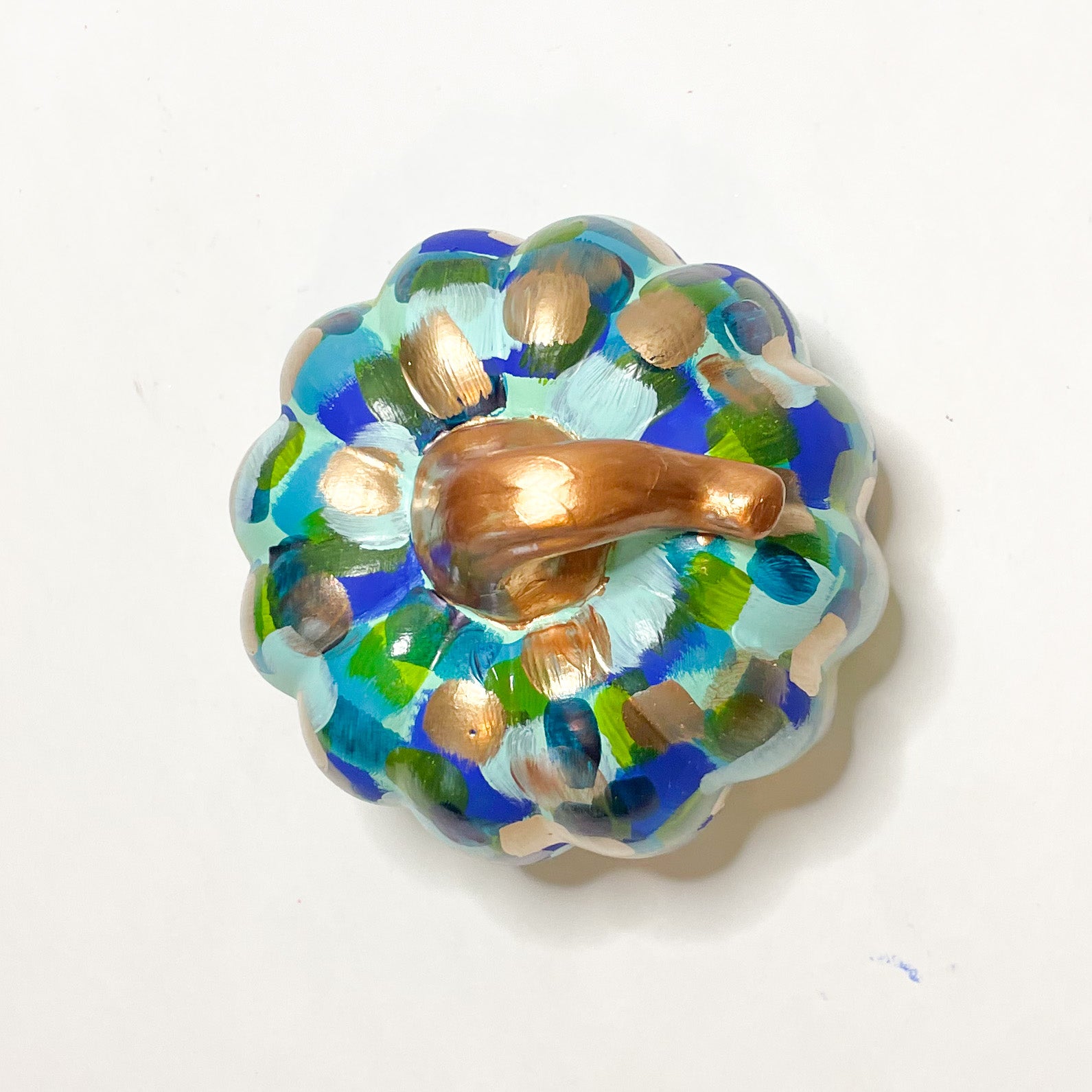 Blue Green Abstract Pumpkin|Jessica Reynolds Art