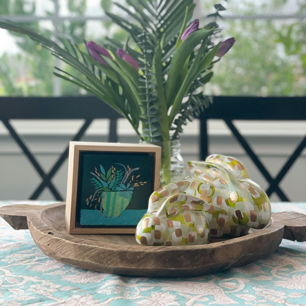 Small Green and Mint Bunny|Jessica Reynolds Art