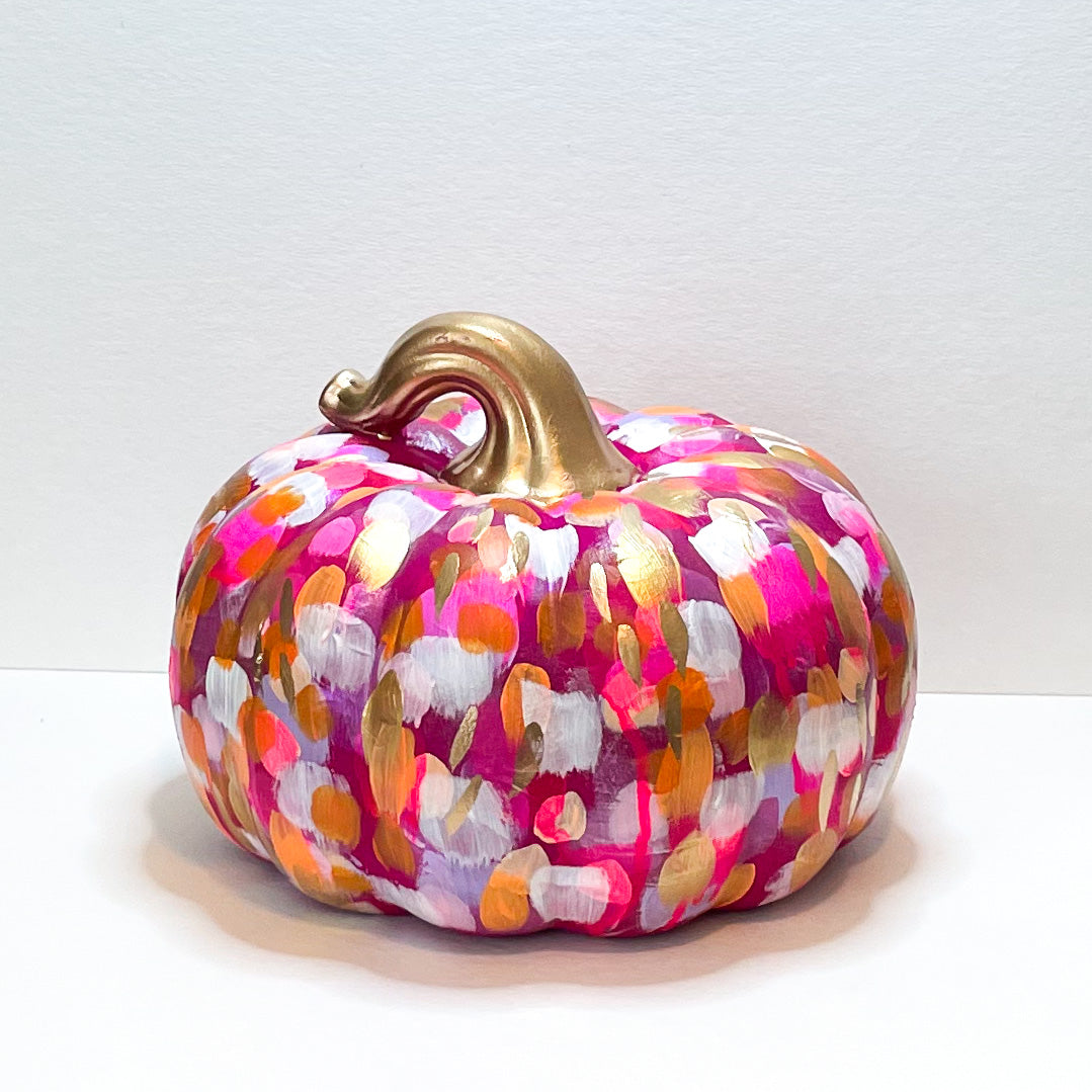 Large Pink Abstract Pumpkin|Jessica Reynolds Art