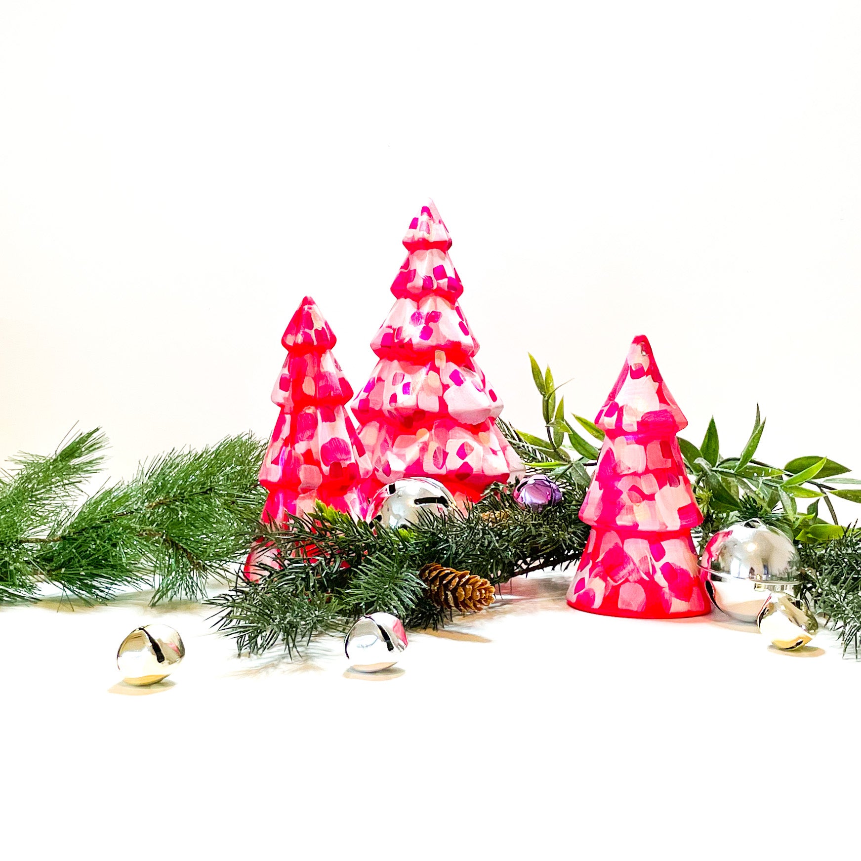 Bright Pink Mini Christmas Tree|Jessica Reynolds Art
