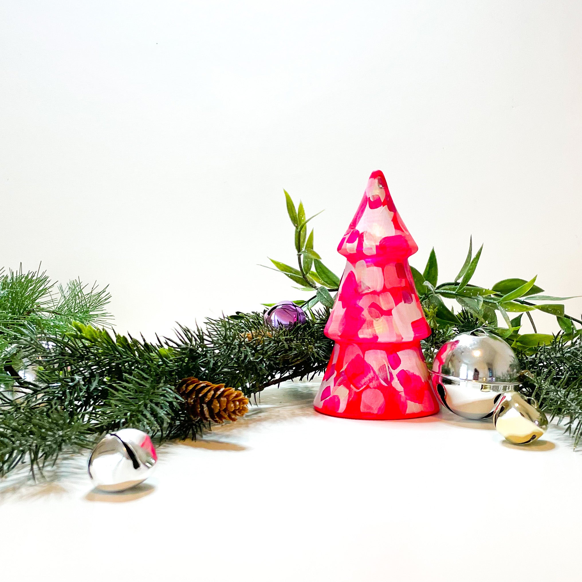 Bright Pink Mini Christmas Tree|Jessica Reynolds Art