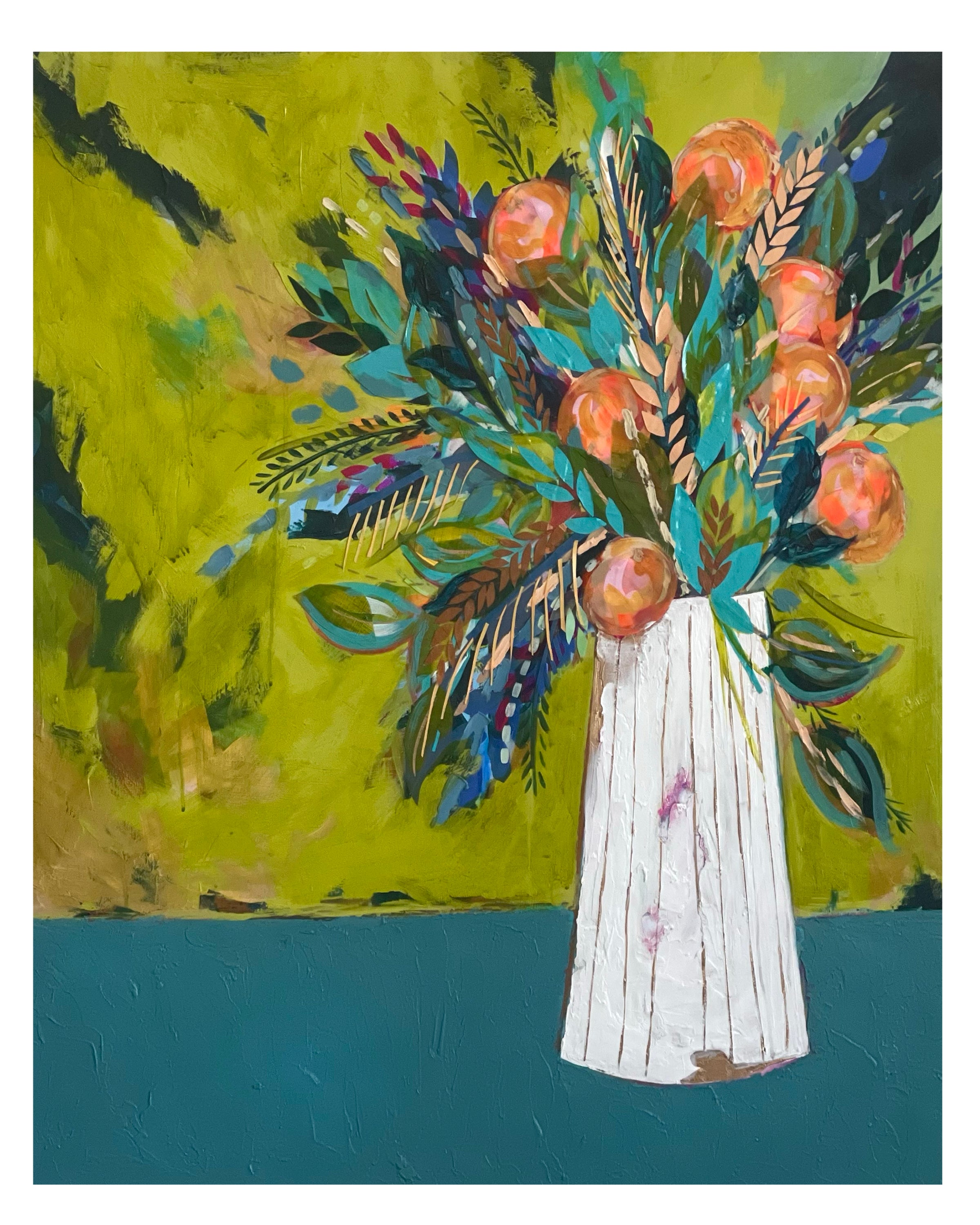 Green Gold and Oranges Giclee Print|Fine Art Print Jessica Reynolds Art