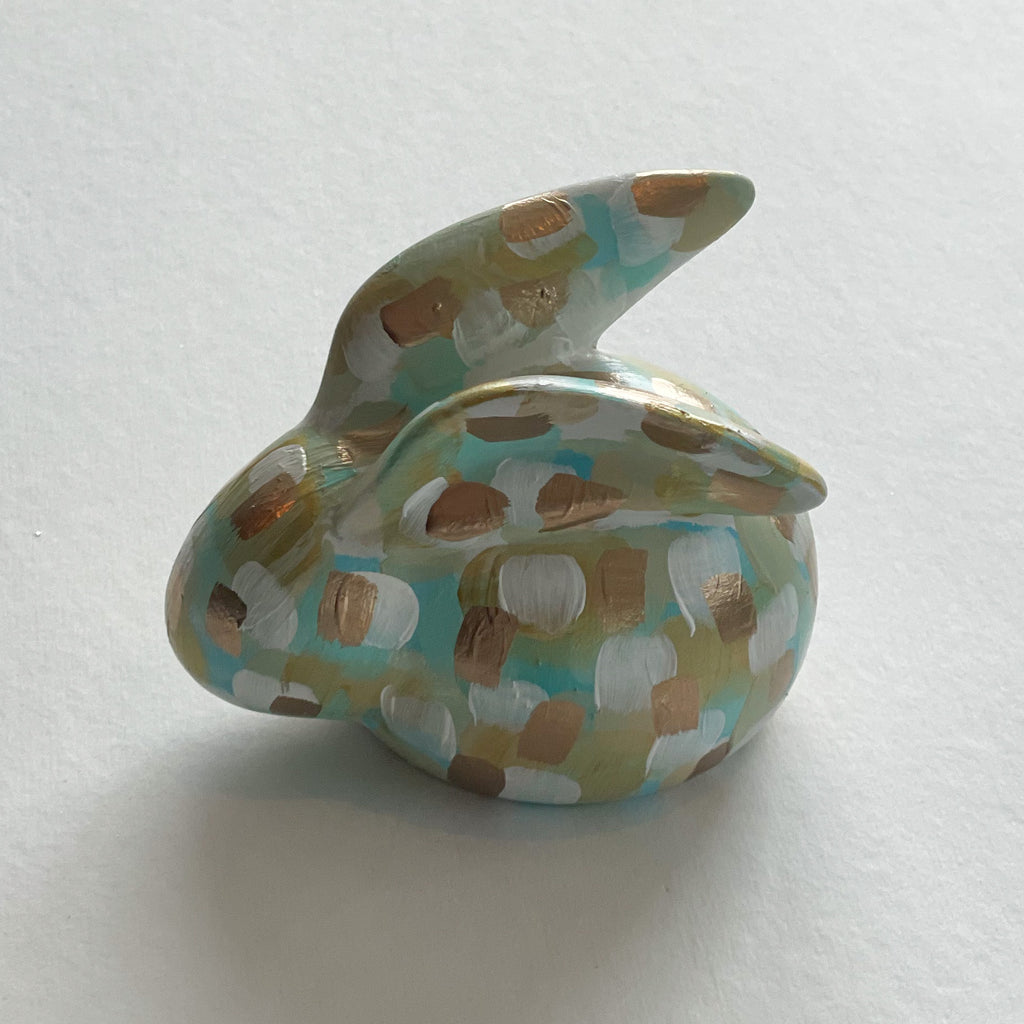 Small Neutral and Mint Bunny|Jessica Reynolds Art
