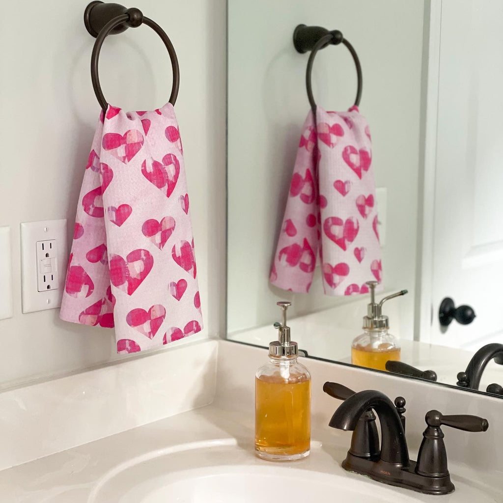 Pink Hearts Tea Towel|Jessica Reynolds Art