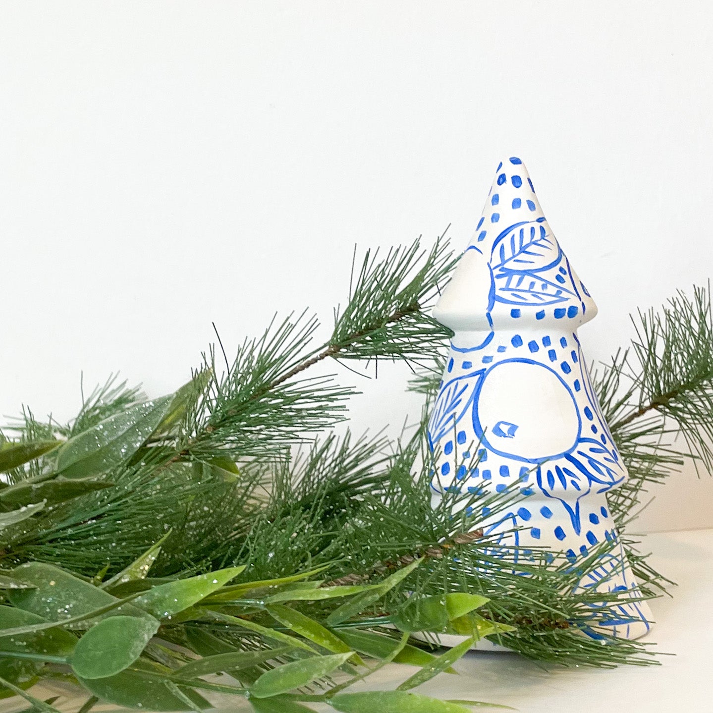 Blue and White Citrus Mini Christmas Tree|Jessica Reynolds Art