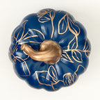 Large Blue and Gold Magnolia Pumpkin|Jessica Reynolds Art